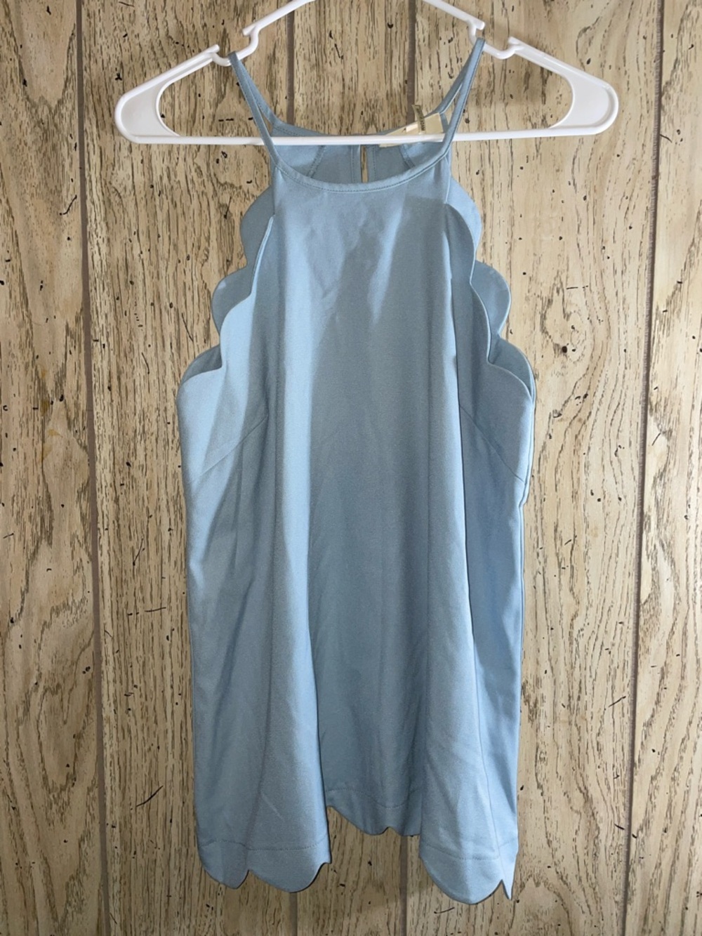 entro Light Blue Scallop-Edge Tank Dress